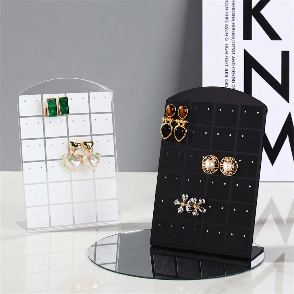 Acrylic Earring Display Stand Multi Hole L-Shaped Ear Stud Storage Rack Desktop Jewelry Showcase Vertical Arc Organizer