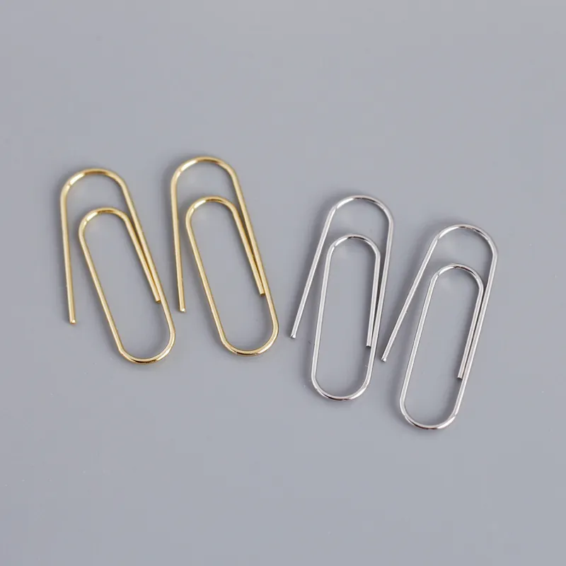 Minimalist EH1000 925 Sterling Silver Paperclip Earrings For Women Geometric Ins Style Dangle Ear Hooks Fashion Jewelry Accessories