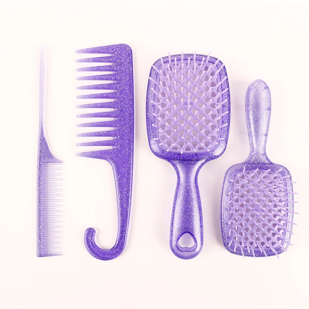 Ontwarrende Massage Haarborstel Hol Raster Hart Ontwerp Glitter Plastic Styling Tool Professionele Salon Thuis Dagelijks Gebruik
