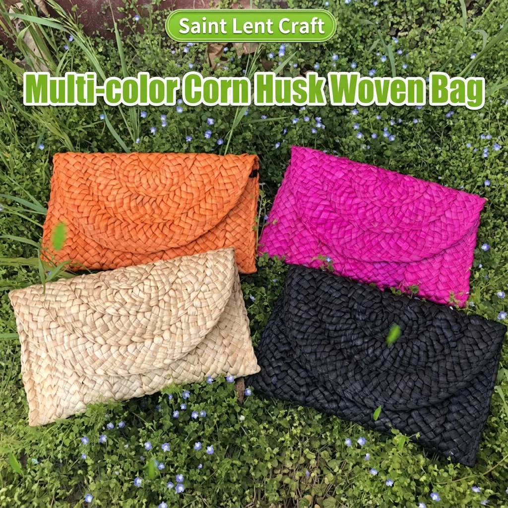 Pochette In Paglia Intrecciata Borsa A Busta In Buccia Di Mais Fatta A Mano Vacanze Estive Al Mare Boho Donna