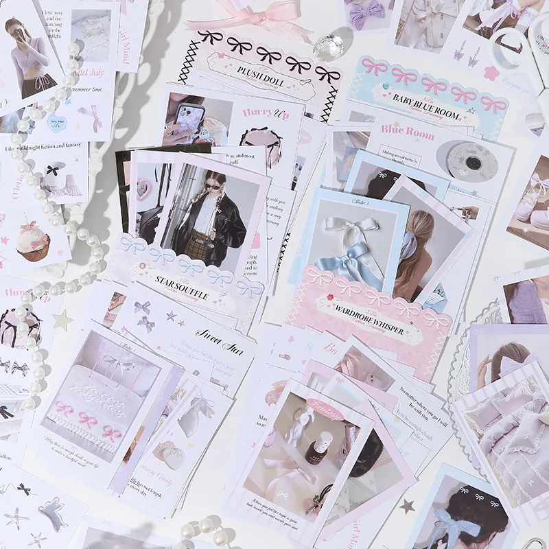 Balletcore Ribbon Decorative Stickers Pack Coated Paper For DIY Scrapbooking Journaling Korean Ins Style Coquette Girls