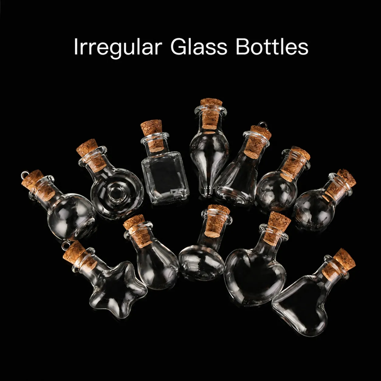 Clear Glass Mini Wishing Bottles With Cork Stoppers Multi Shapes For DIY Handmade Crafts Decoration Heart Star Pendants