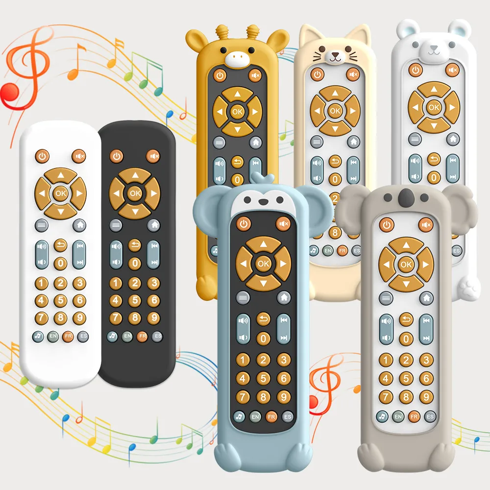 Baby Simulated TV Remote Control Toy Musical Light Up Early Learning Educational Multi Language Infants Toddlers BPA Free ABS