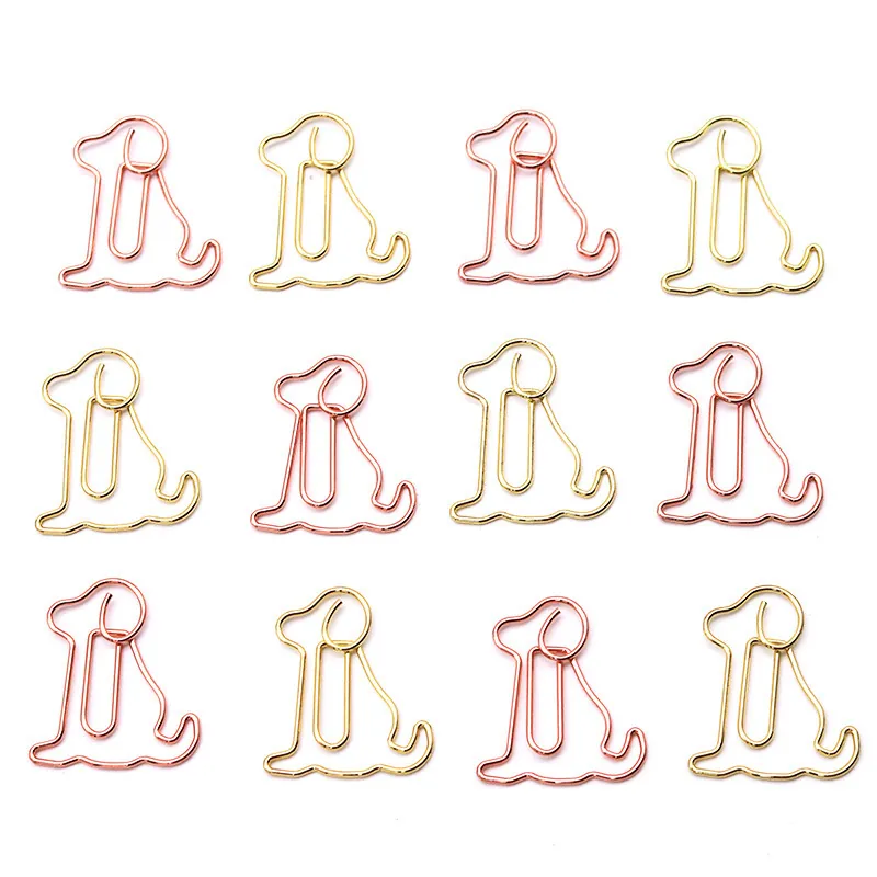 Dog Shaped Paper Clips Metal Animal Silhouette Decorative Bookmarks For Office School Supplies Gold Rose Gold