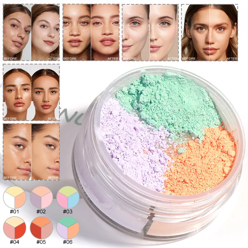 Poudre Libre Fixante Multicolore Fini Mat Contrôle Du Sébum Imperméable Longue Tenue Correction Du Teint Maquillage