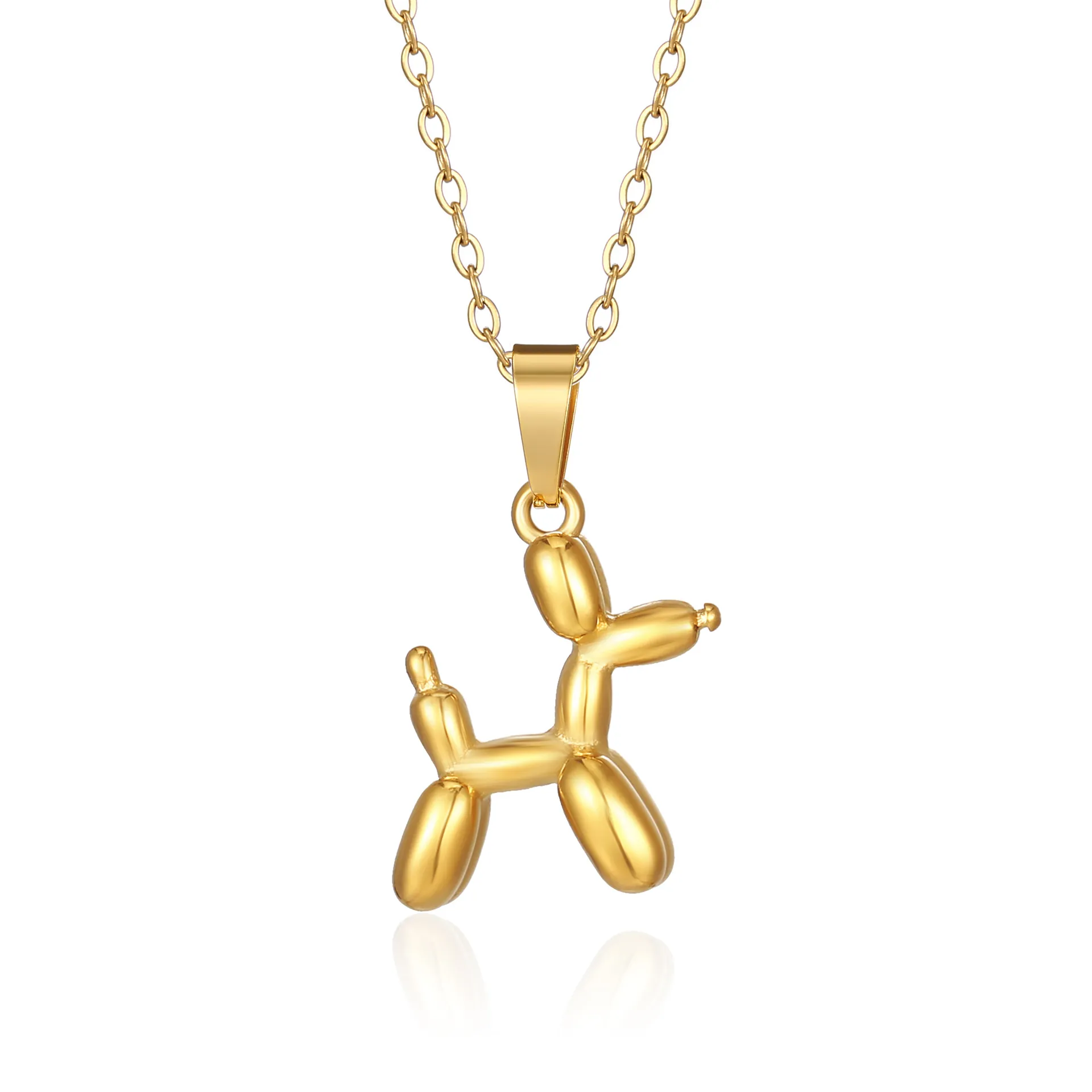 Balloon Dog Pendant Necklace Stainless Steel 18K Gold Plated Minimalist Fashion Jewelry For Women