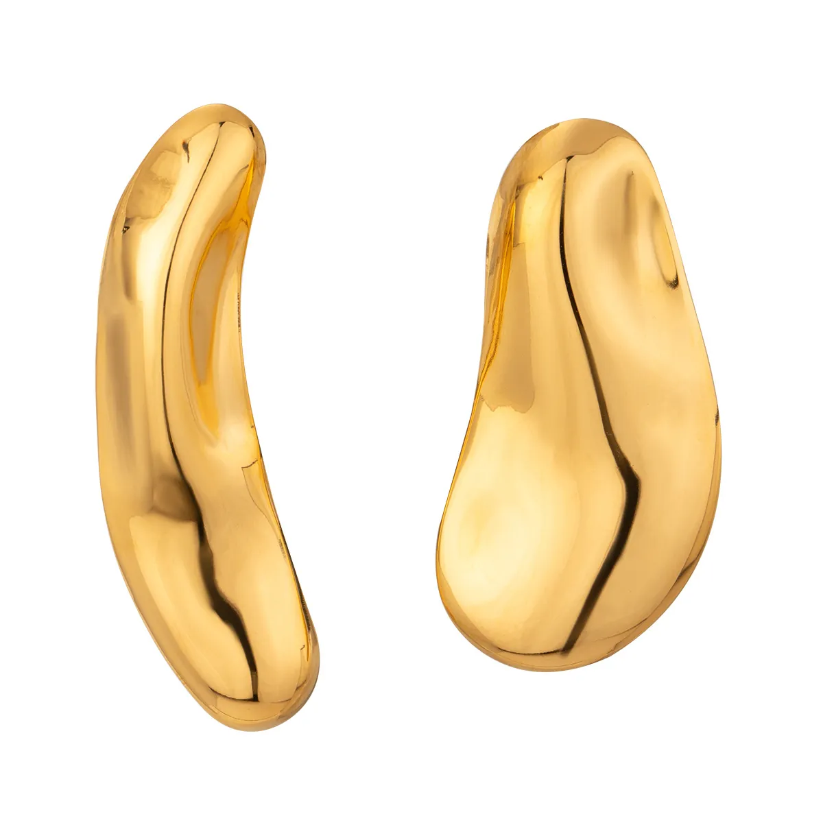 Pendientes de Botón de Acero Inoxidable Chapado en Oro 18K Vintage Irregulares Martillados para Mujer Joyas Artísticas