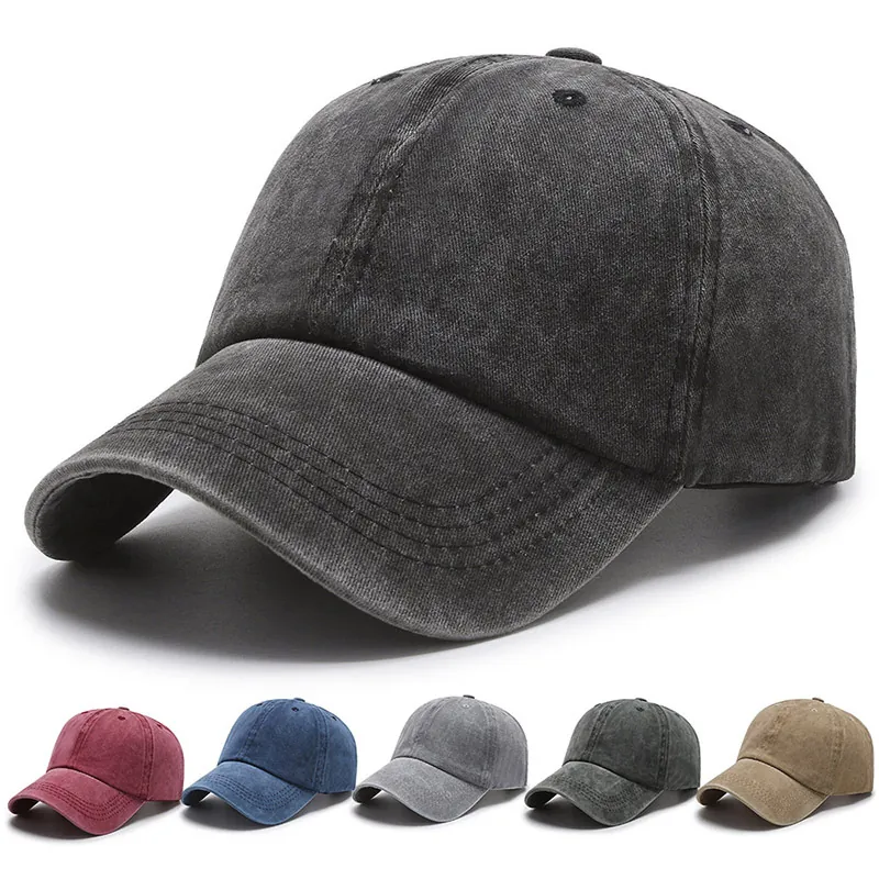 Washed Cotton Baseball Cap Ponytail Hole Distressed Vintage Adjustable Sun Hat For Women Outdoor