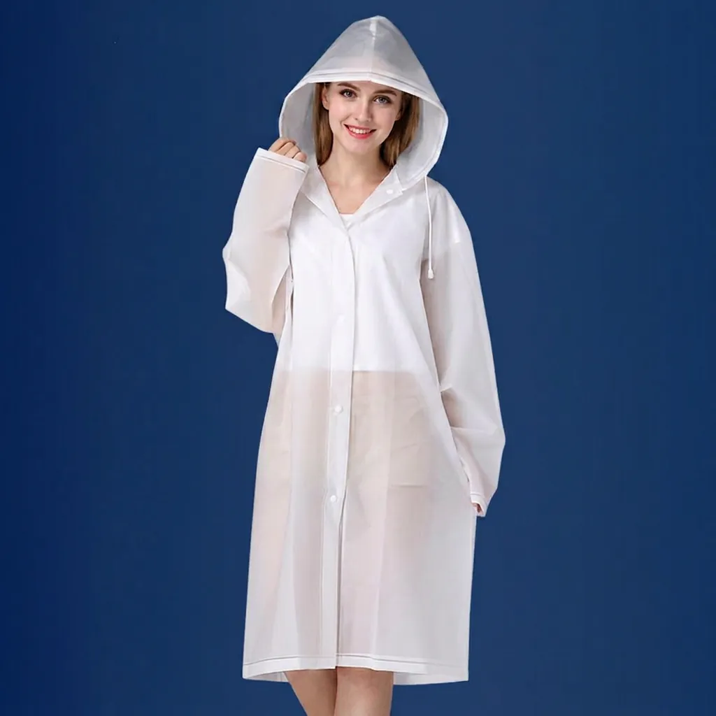 Translucent EVA Raincoat Long Hooded Waterproof Windproof Portable Outdoor Travel For Adult