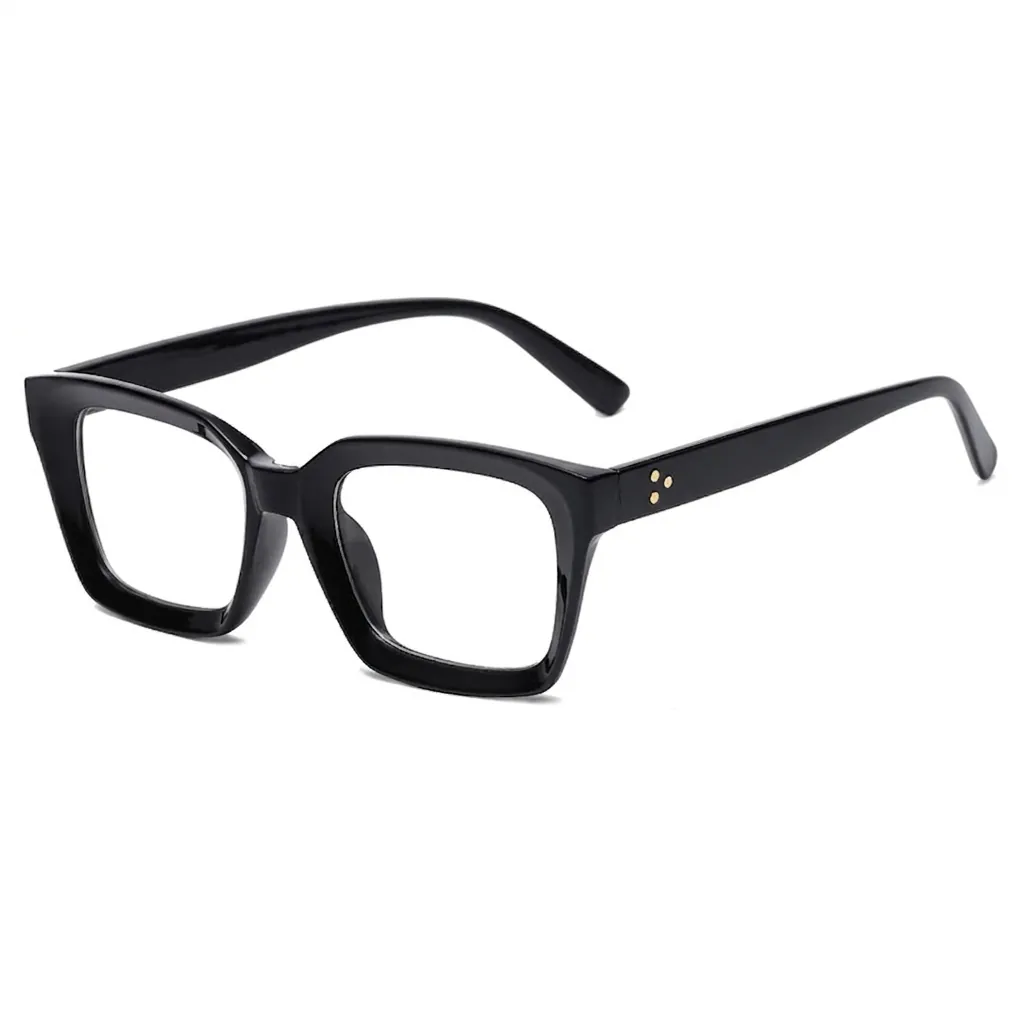 Square Anti Blue Light Reading Glasses Retro Thick PC Frame With Rivets Fashion Eyewear For Men Women
