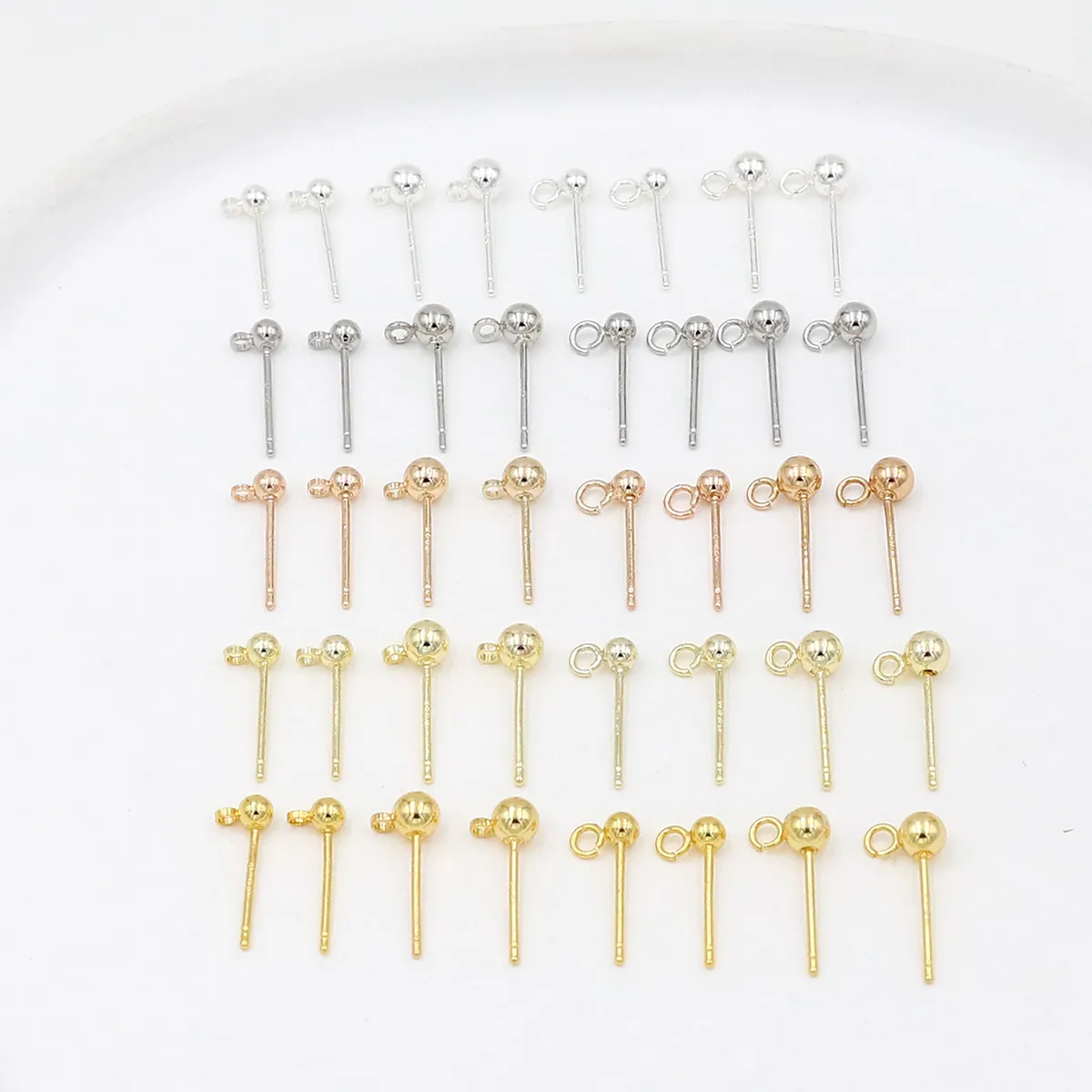 Smooth Ball Earring Post With Loop Copper Gold Plated 925 Sterling Silver Earring Post DIY Jewelry Making Finding