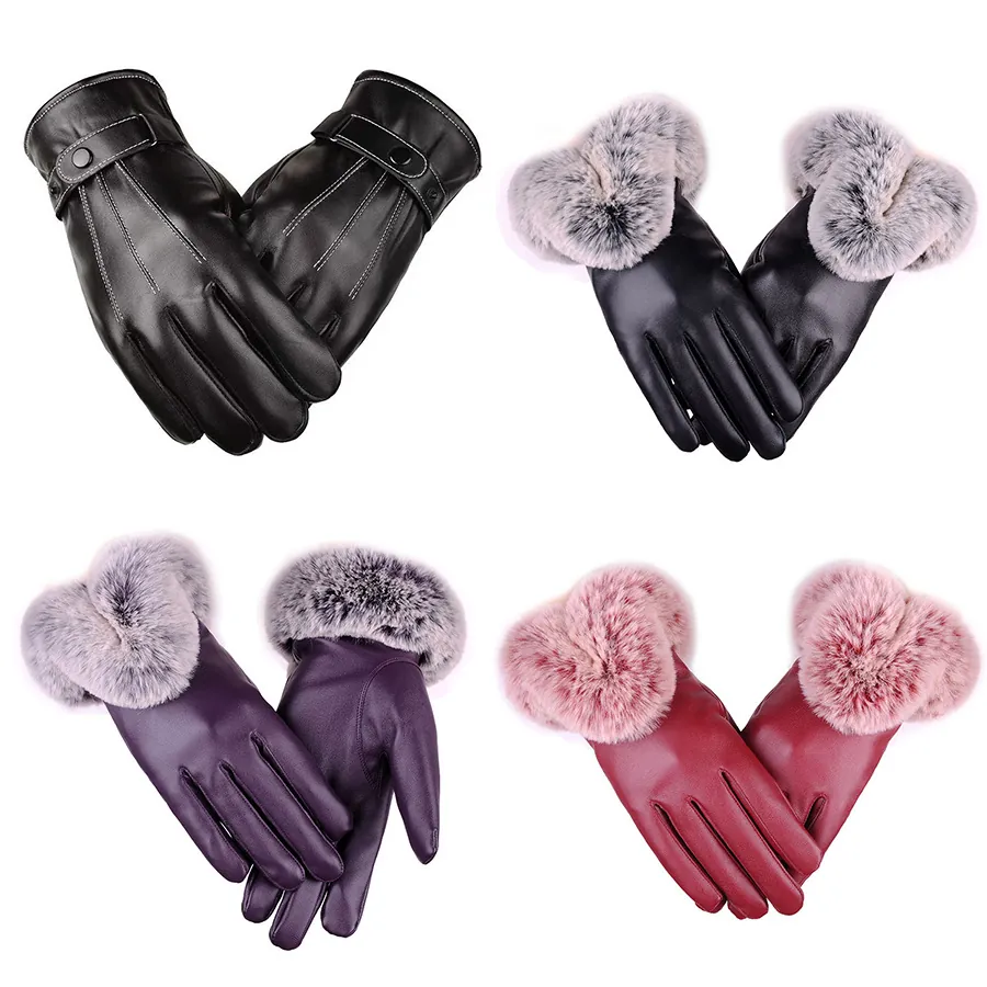 Damen Herren Winter Touchscreen Handschuhe Winddicht Polyester Kunstleder Plus Samt Warm Radhandschuhe Outdoor Kaltes Wetter Mode Fäustlinge