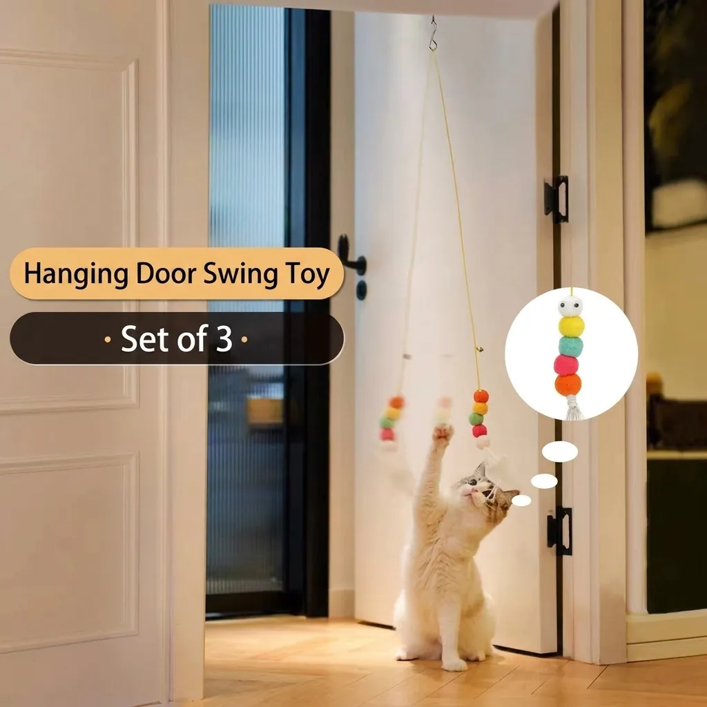 Hanging Cat Teaser Toy With Elastic Rope Suction Cup Bell Plush Animal Characters For Indoor Cats Self-Play Interactive