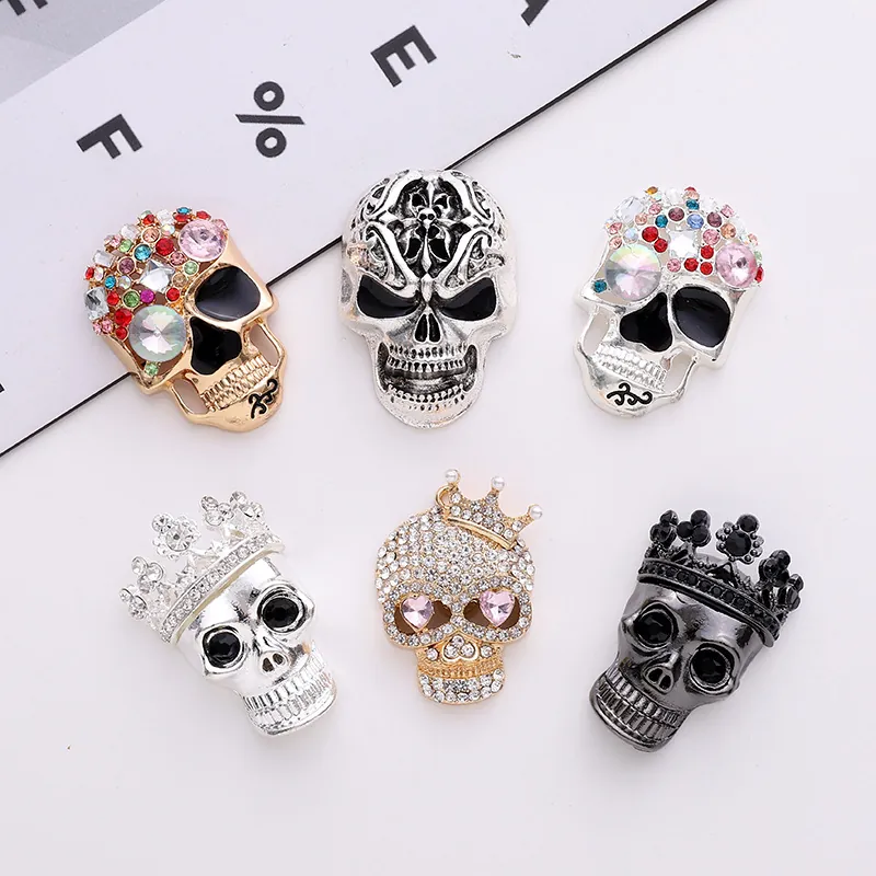 Pendentifs Crâne Fantôme Halloween en Alliage Strass Émail Breloques pour Création de Bijoux DIY Accessoires de Fête