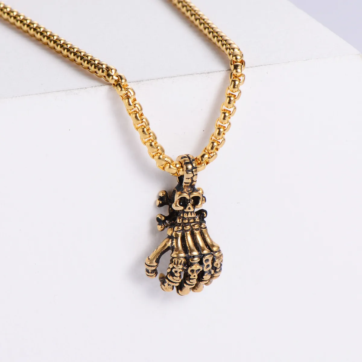 Punk Gothic Skull Head Ghost Claw Pendant 304 Stainless Steel Retro Streetwear Hip Hop Jewelry For Men Women