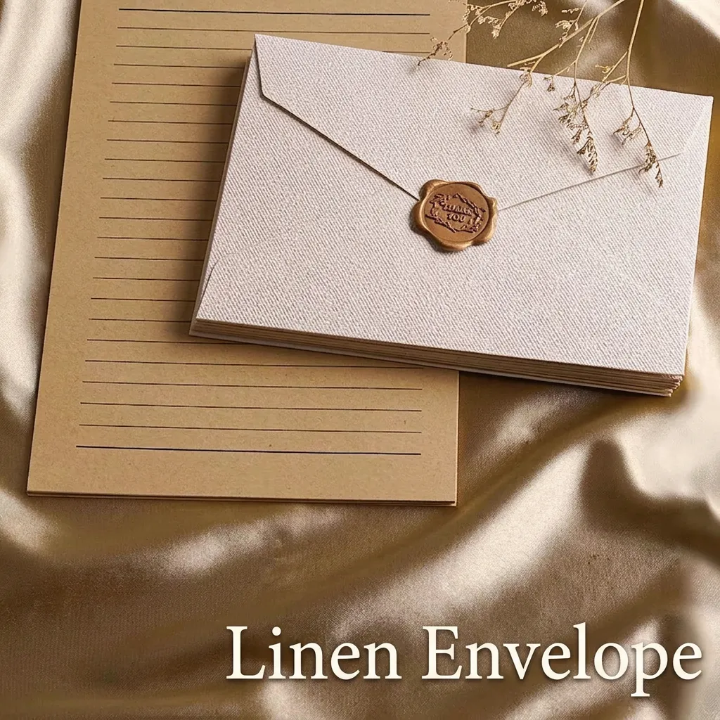 Vintage Linen Texture Paper Envelopes And Writing Paper With Wax Seal Stickers Retro Style For Invitations Letters
