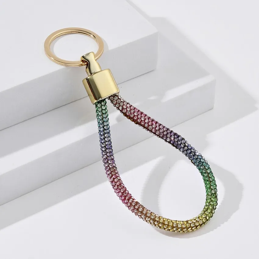 Loop Key Charm Rhinestone Wholesale Luxury Rhinestone Loop Keychain Sparkling Bag Pendant - Everful