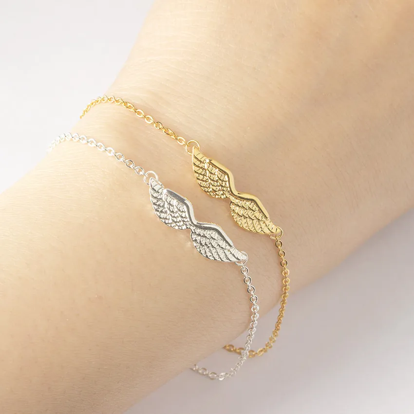Angel Wings Bracelet Copper Adjustable Chain Jewelry For Women Delicate Feather Design Elegant Metal Wristband
