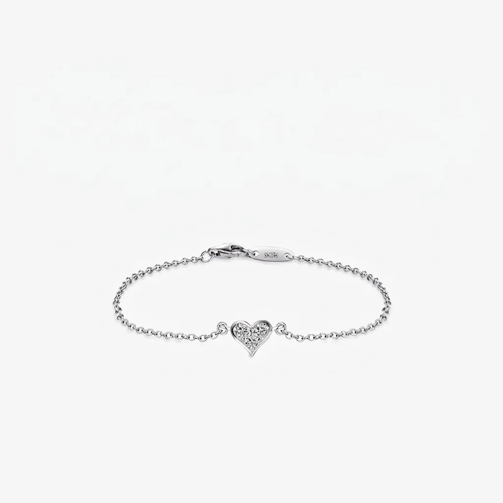 Heart Shaped 925 Sterling Silver Bracelet With Cubic Zirconia Dainty Polished Jewelry For Women Elegant Fashion Gift