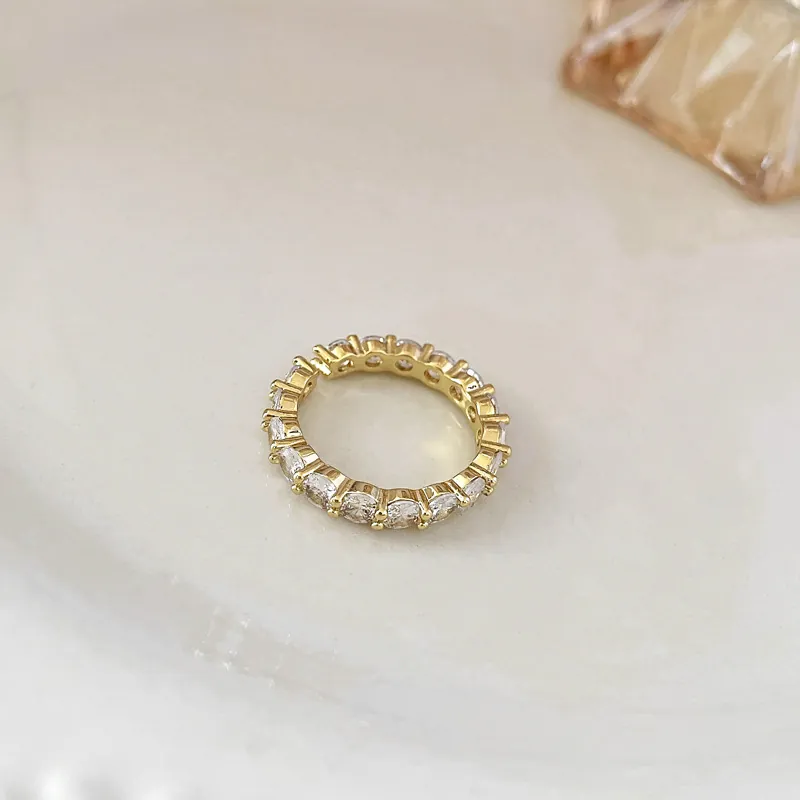 Anello Aperto Placcato Oro Con Zircone Regolabile Bordo Dentellato Elegante Gioielli Di Lusso Per Donne