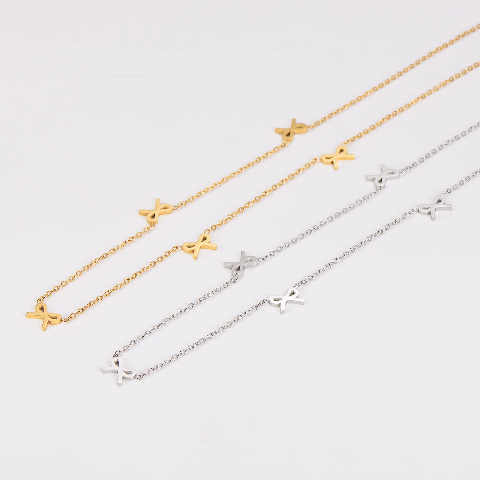 Bow Pendant Necklace 304 Stainless Steel Elegant Minimalist Light Luxury Clavicle Chain Jewelry For Women Girls