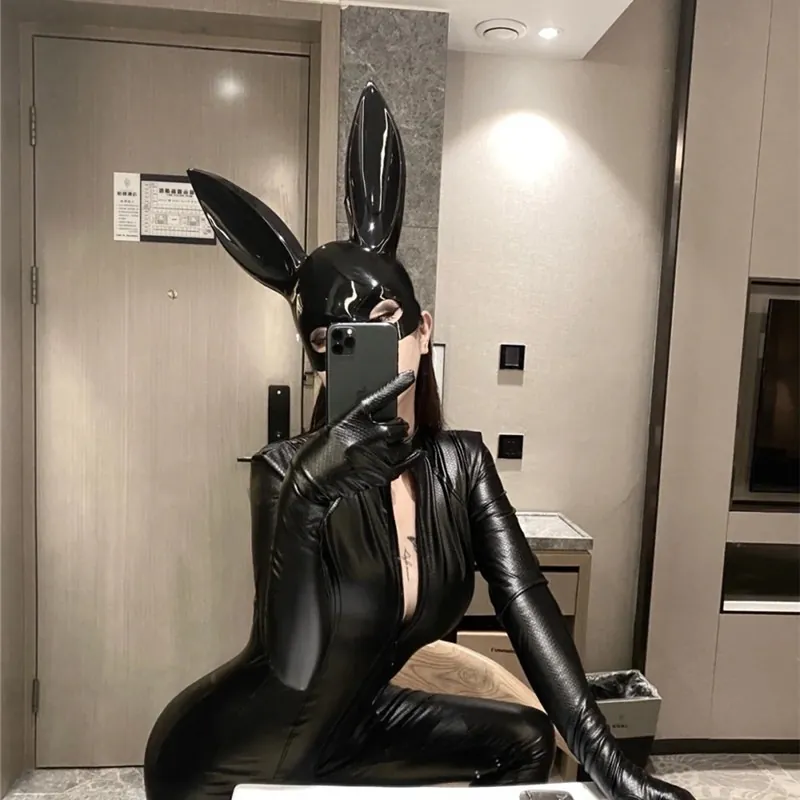 Sexy Bunny Ear Masquerade Mask Long Rabbit Ears Half Face Glossy Plastic Costume For Halloween Cosplay Party