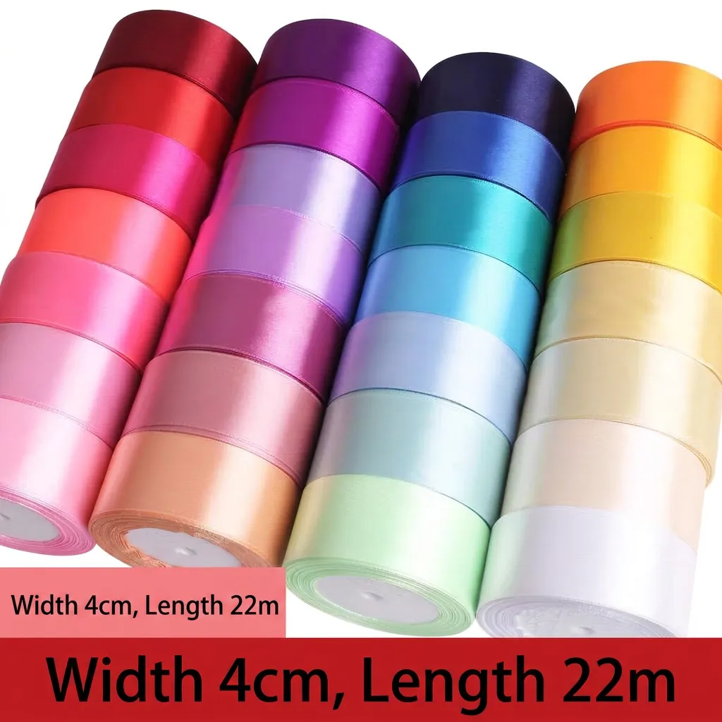 Satin Ribbon Solid Color For Gift Wrapping DIY Crafts Wedding Party Decoration Flower Packaging Polyester Smooth