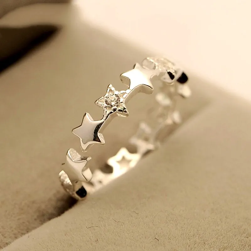 Elegant Star Link Adjustable Ring Copper Zircon Minimalist Dainty Jewelry Gift For Women