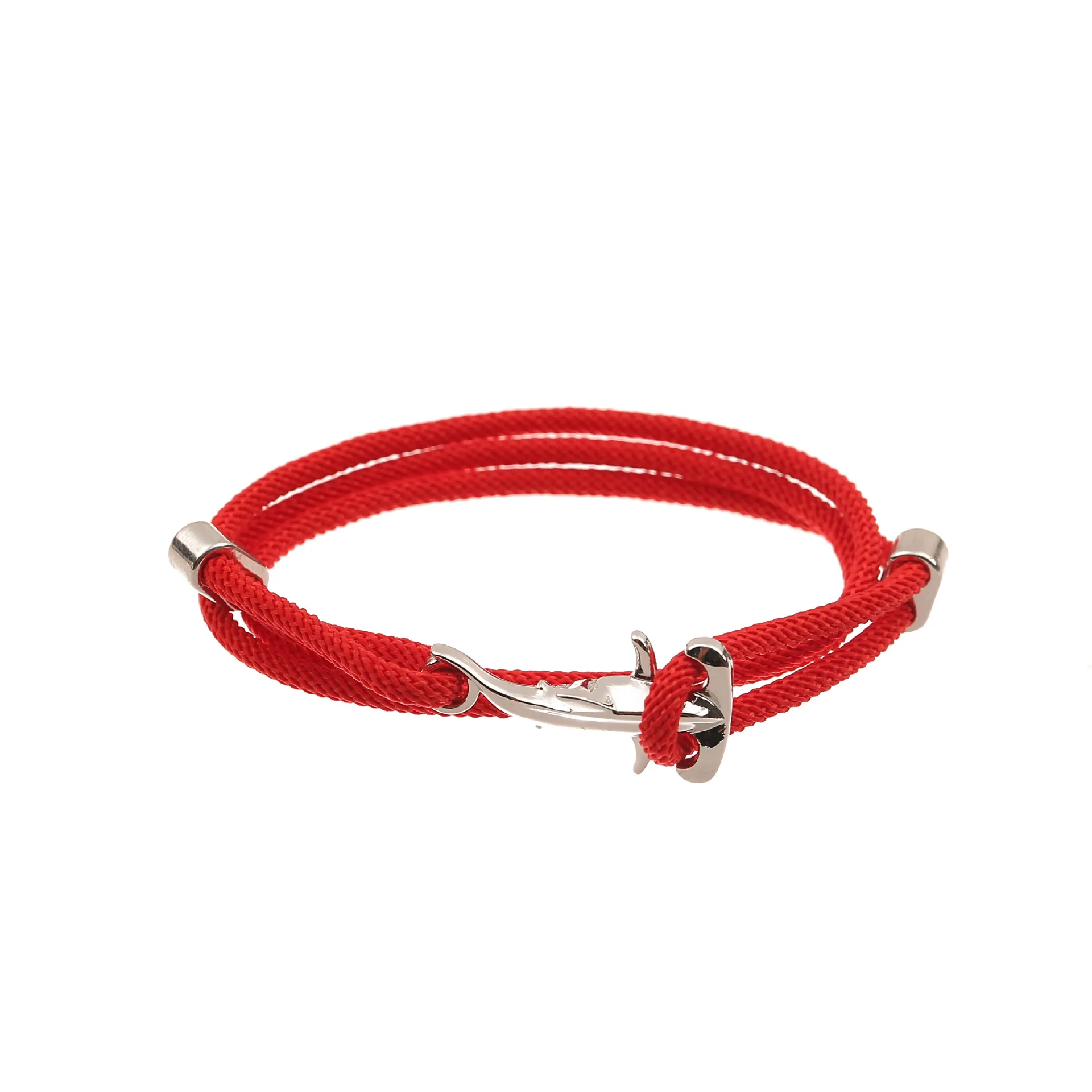 Ocean Theme Wrap Bracelet Alloy Anchor Shark Dolphin Octopus Charm Woven Rope Adjustable Nautical Jewelry For Men Women