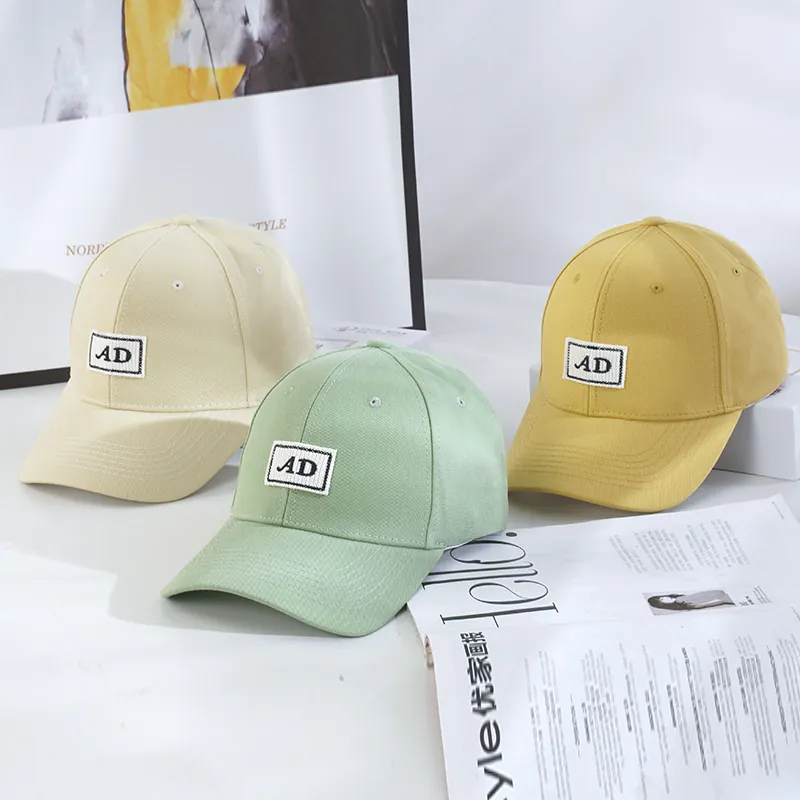 Baseball Cap Cotton Breathable Sun Protection Chic Candy Color AD Letter Patch Adjustable Casual For Women Men