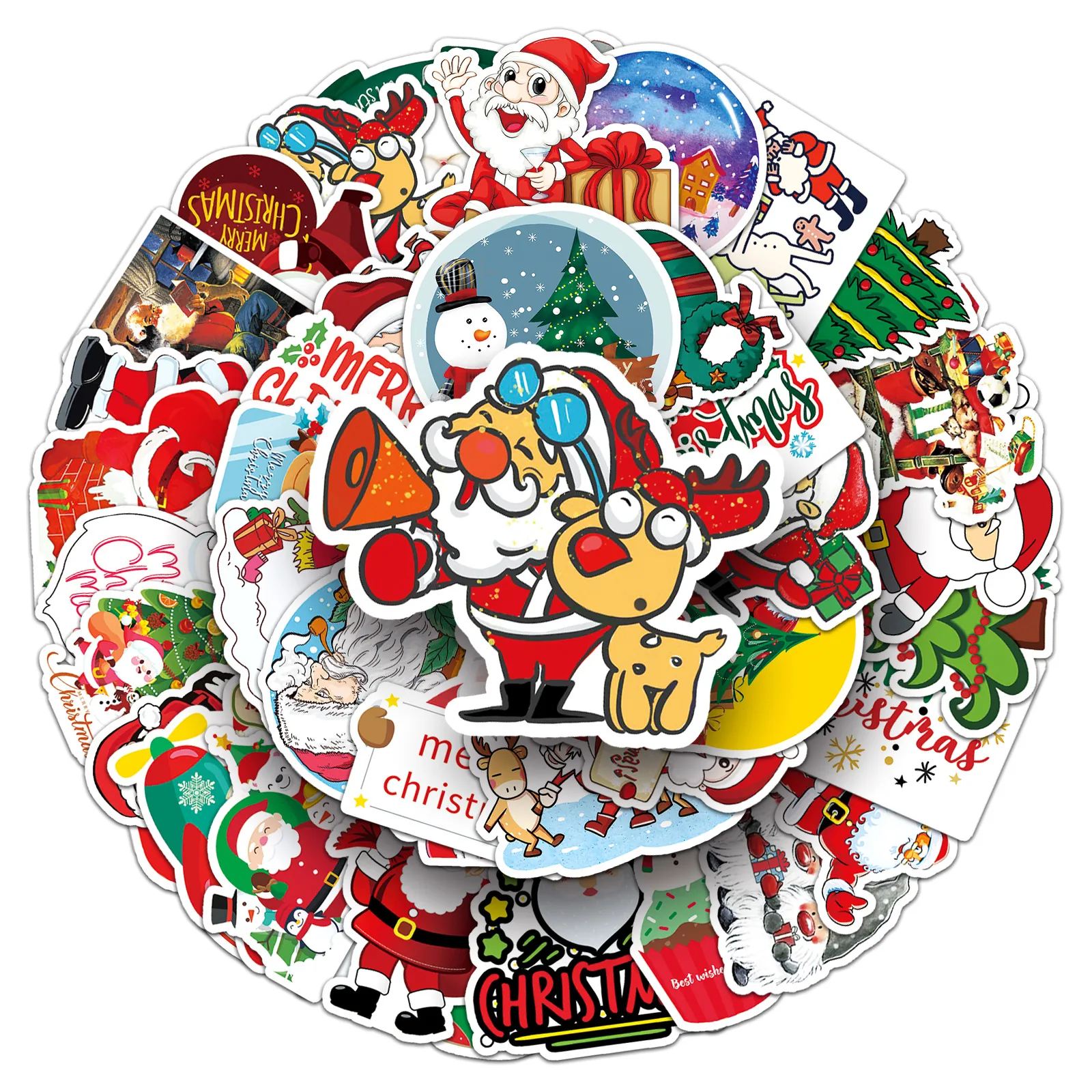 Christmas Stickers Waterproof PVC Cartoon Holiday Decals For Laptop Suitcase Skateboard Car Decoration DIY