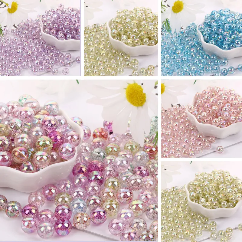 Perle In Acrilico Tonde Scintillanti Rivestimento AB Perle Distanziatrici Per Creazione Di Gioielli DIY Bracciale Collana