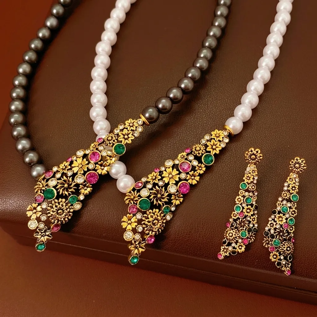 Collier En Imitation Künstliche Perle Florale Vintage Et Boucles Oreilles En Strass Avec Tige En Argent Cadeau Pour Femmes