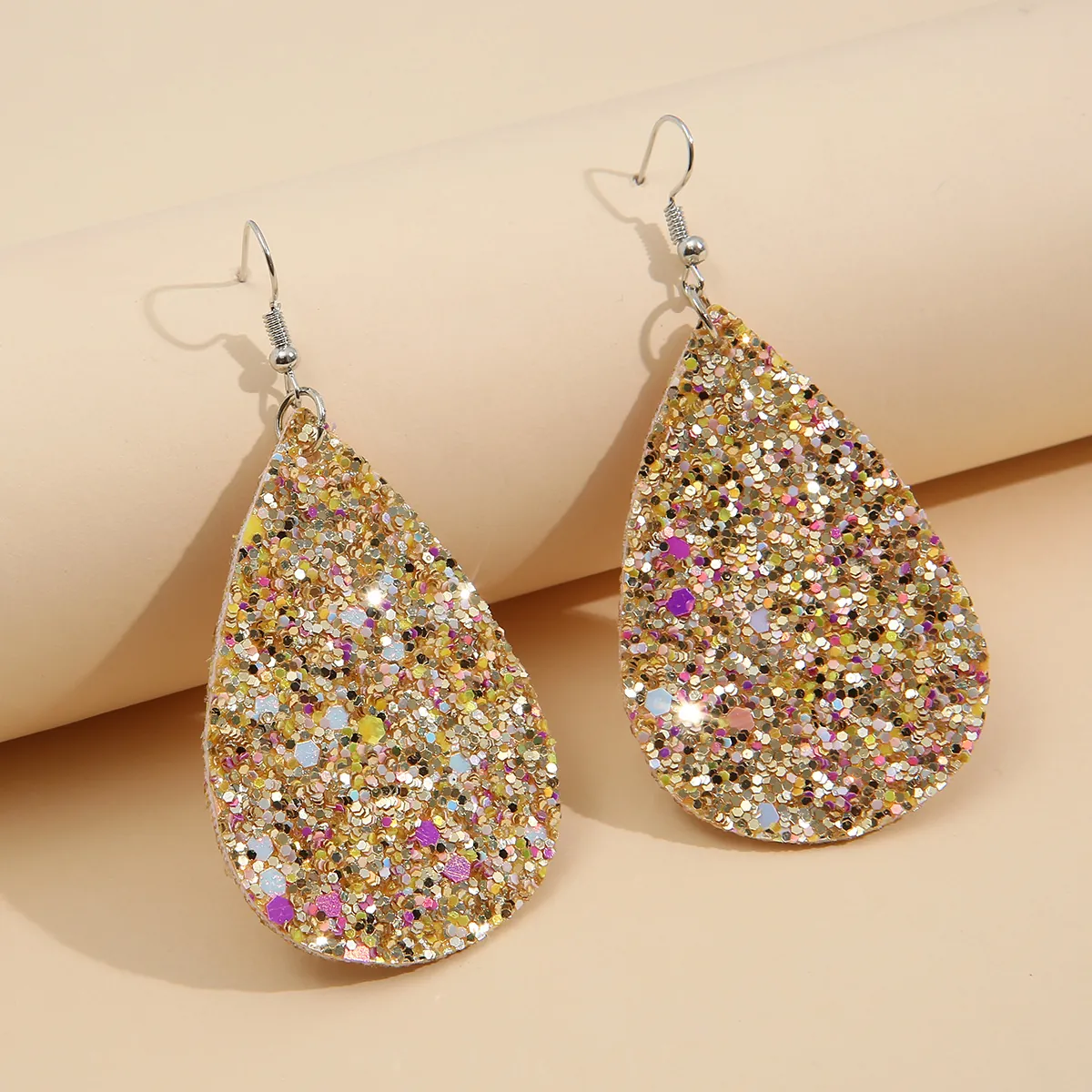 Orecchini Pendenti In Pelle PU Con Paillettes A Goccia D'acqua Scintillante Per Donna Stile Festa Di Natale Vacanze