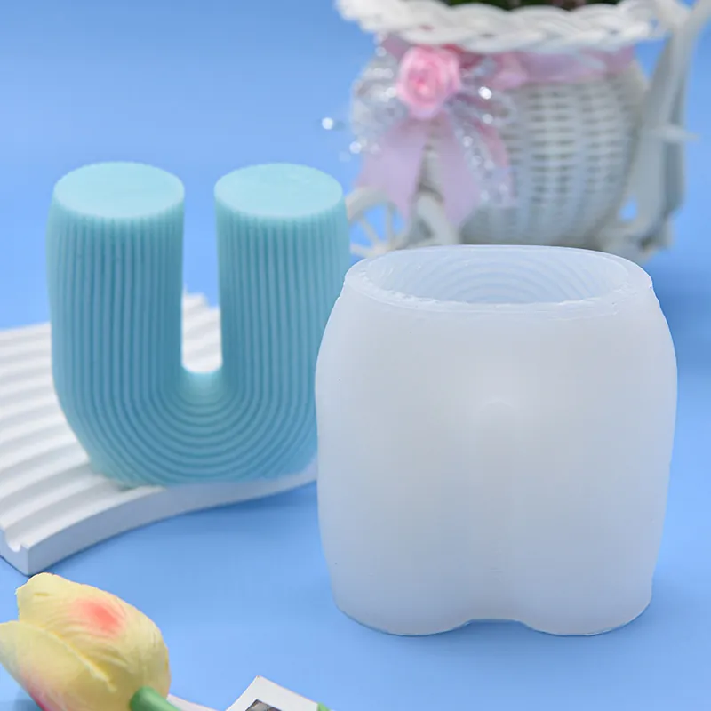U-Shaped Ripple Silicone Mold For DIY Handmade Candle Soap Resin Geometric Wave Cake Decorating Tool
