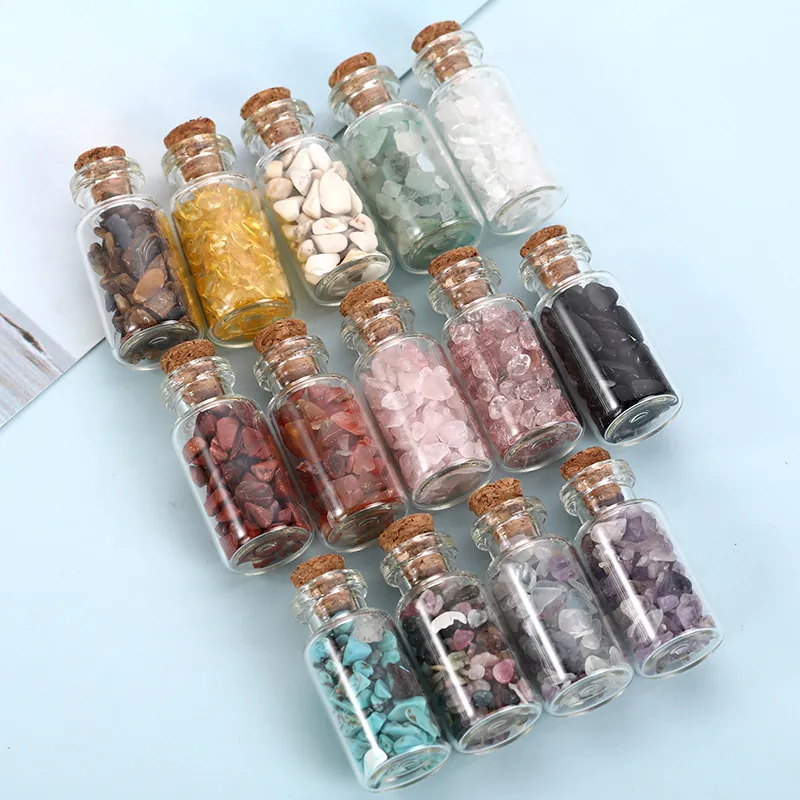 Mini Naturkristall Schotter Wunschflasche Glas Mit Kork Amethyst Rosenquarz Heilenergie Home Decor Klein