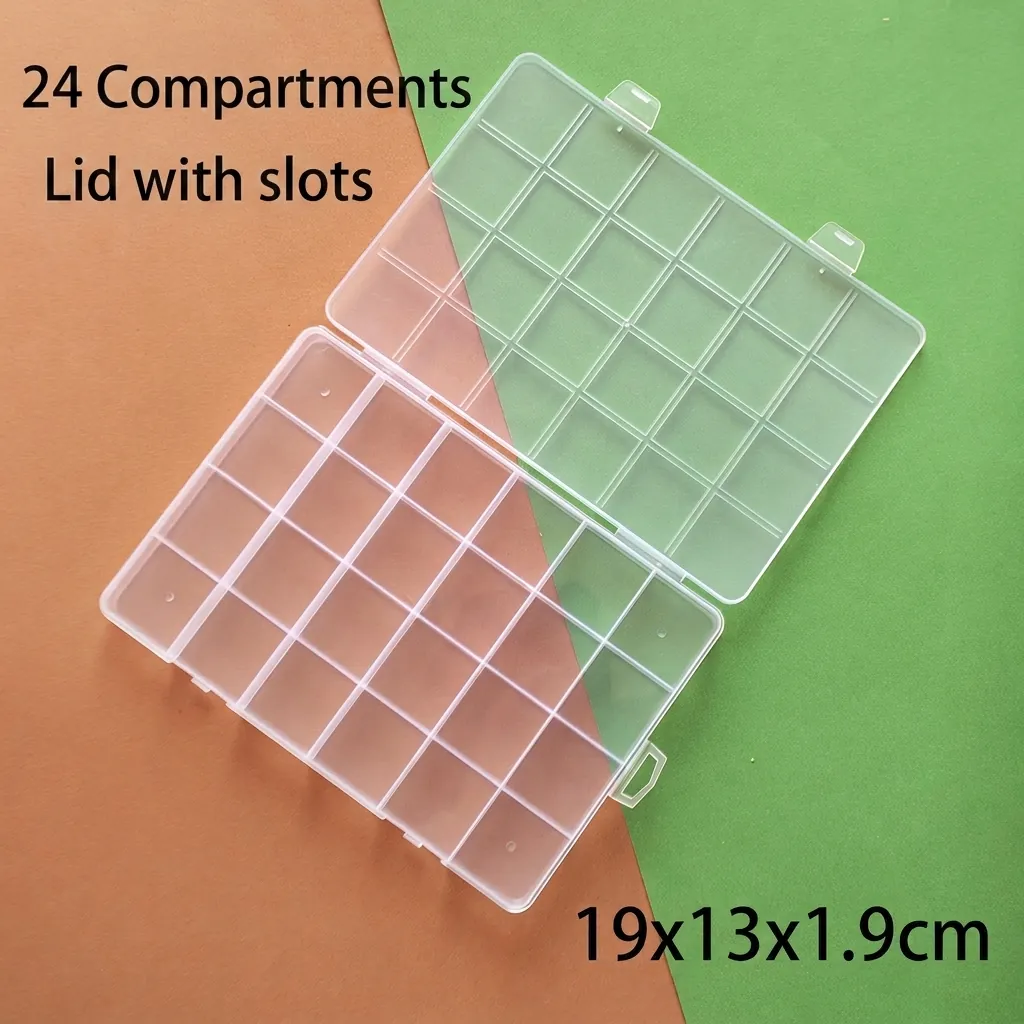 Fixed 24 Grids Transparent Plastic Storage Box For DIY Jewelry Beads Earrings Small Parts Organizer Case Container