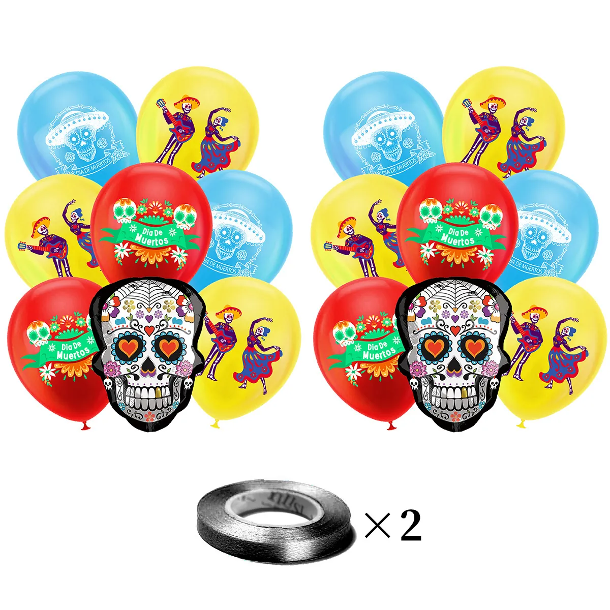 Day Of The Dead Balloon Set Mexican Dia De Muertos Party Decorations Sugar Skull Foil Balloons Latex Balloons Halloween Party