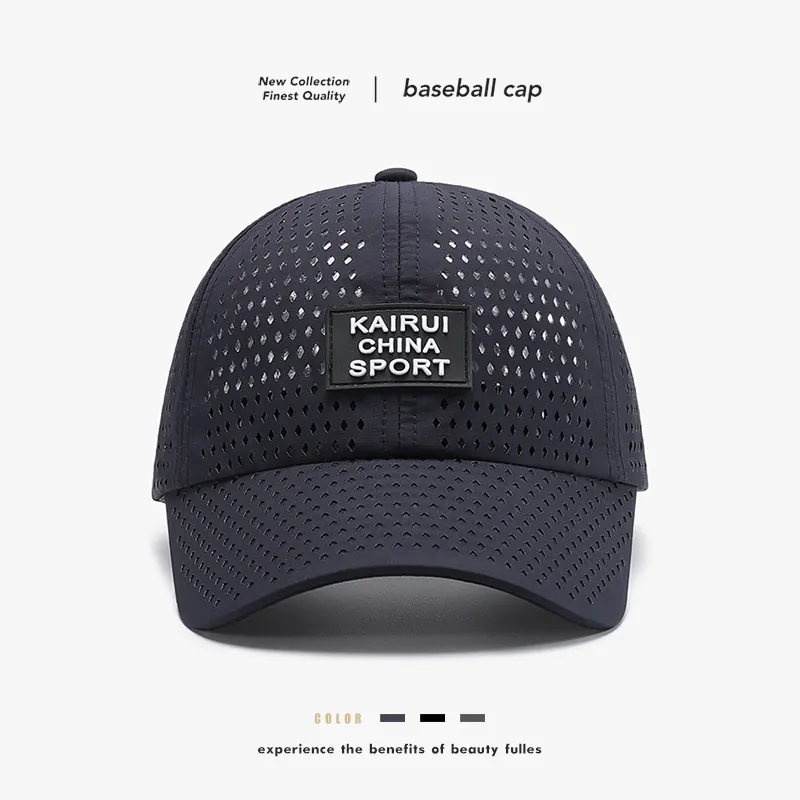 Casquette De Baseball En Maille Respirante Polyester À Séchage Rapide Trous Diamantés Laser Chapeau De Sport Réglable Pour Hommes Femmes