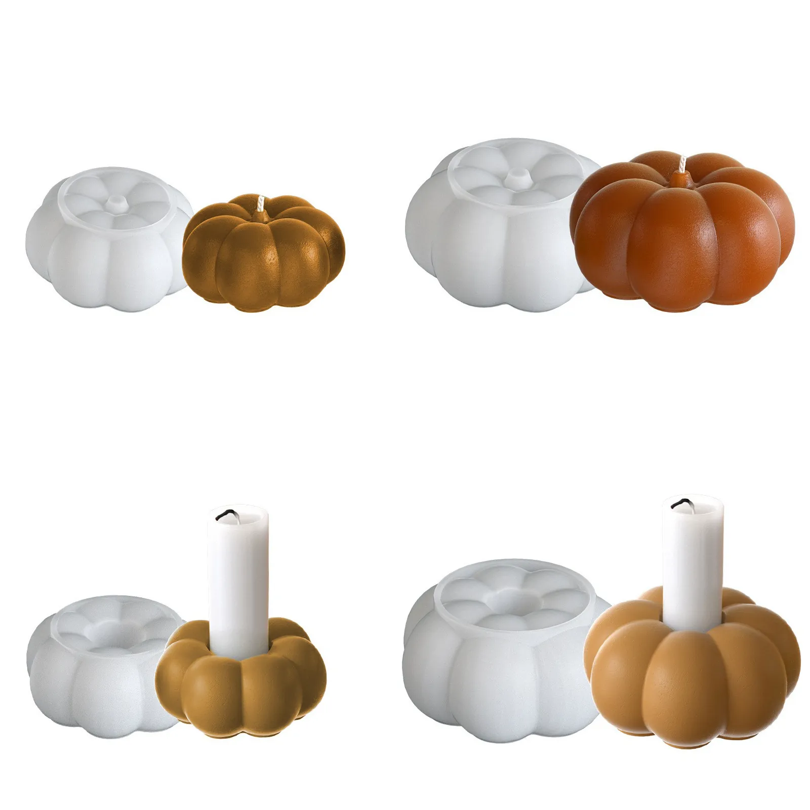 Halloween Pumpkin Silicone Mold Three Dimensional DIY Candle Making Tool For Resin Casting Candle Holder Plaster Craft