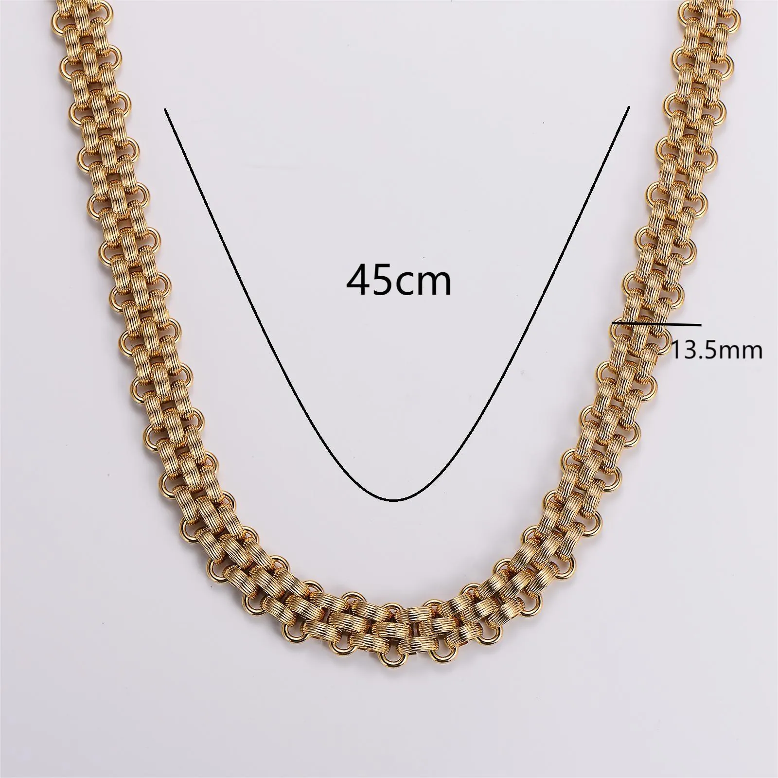 Retro Stainless Steel Woven Chain Necklace And Bracelet 18K Gold Plated Unisex Fashion Accessory