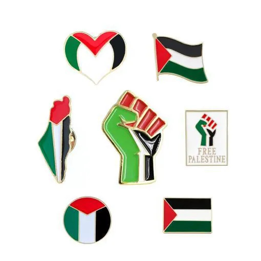 National Flag Brooches Metal Alloy Enamel Pins Palestine Israel USA Designs For Clothing Bags Lapel Decorative Unisex