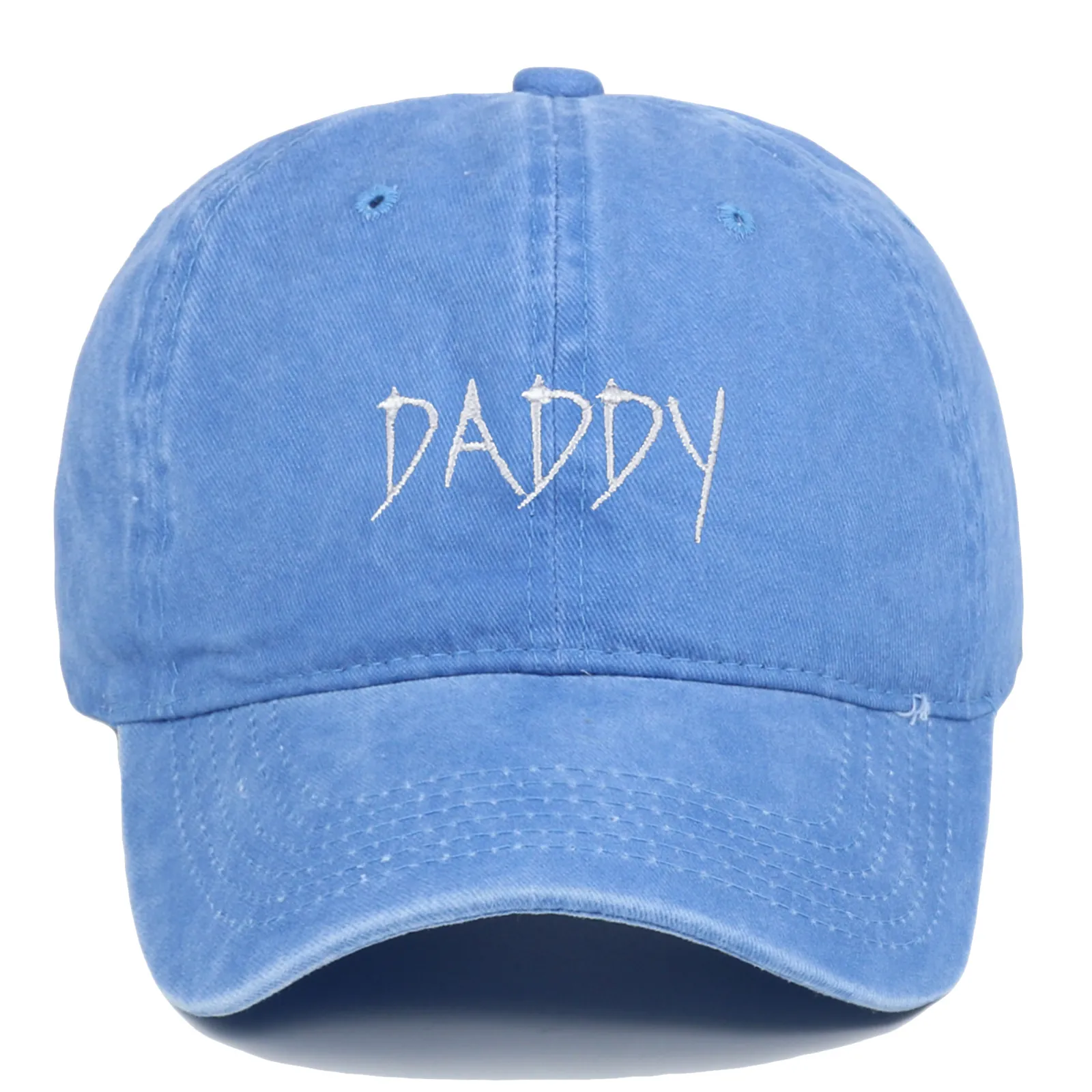 Daddy Embroidery Baseball Cap Washed Cotton Distressed Retro Adjustable Curved Brim Sun Protection For Men Women