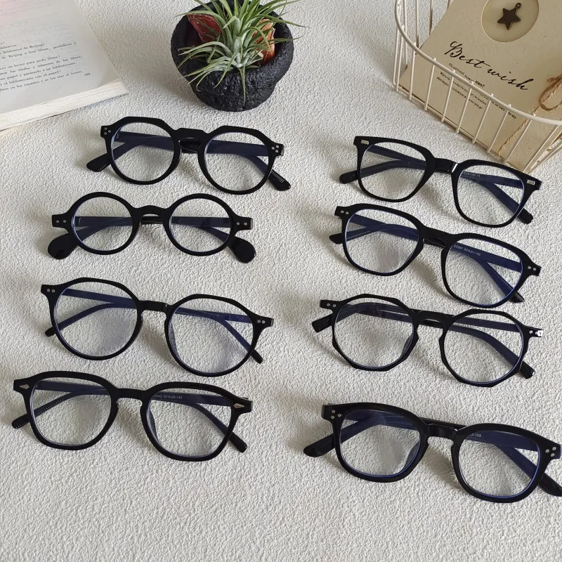 Occhiali Da Donna Anti Luce Blu Montatura PC Moda Retrò Quadrati Tondi Lenti Trasparenti Senza Gradazione