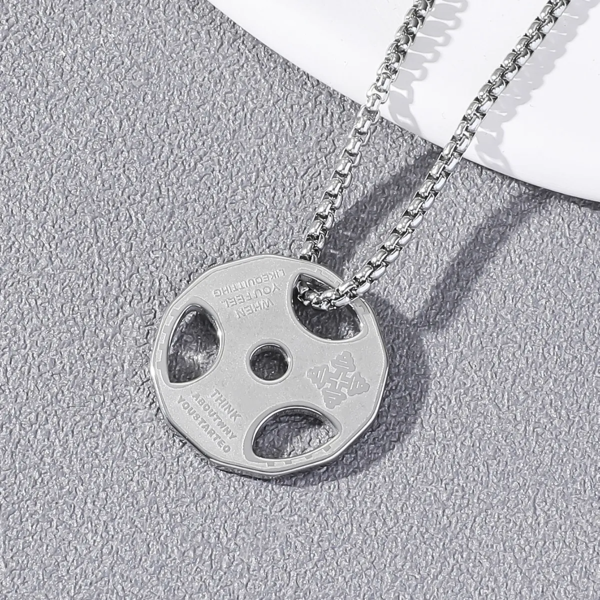 Collier Pendentif Plaque De Poids Barbell En Acier Inoxydable Citation Inspirante Fitness Musculation Gym Bijoux Hommes