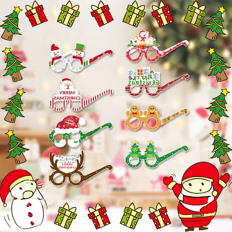Festive Holiday Party Glasses Frame Paper Cardboard Holiday Photo Booth Props For Christmas Halloween Graduation Independence Day