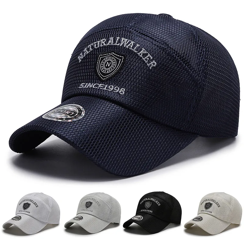 Breathable Mesh Baseball Cap Polyester Sun Protection Outdoor Sports Trucker Hat Embroidered Adjustable Snapback