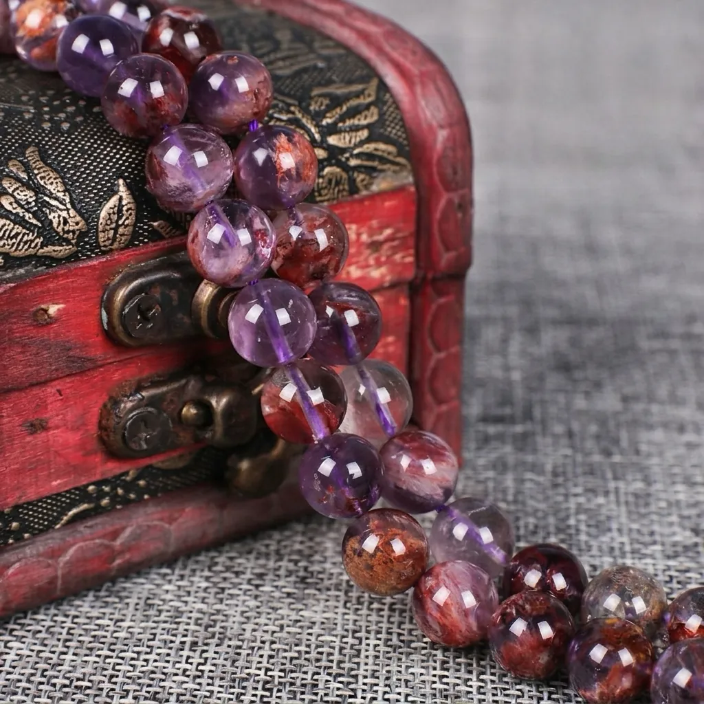 Natural Gemstone Round Loose Beads Phantom Amethyst Polished DIY Jewelry Making Accessory High Grade