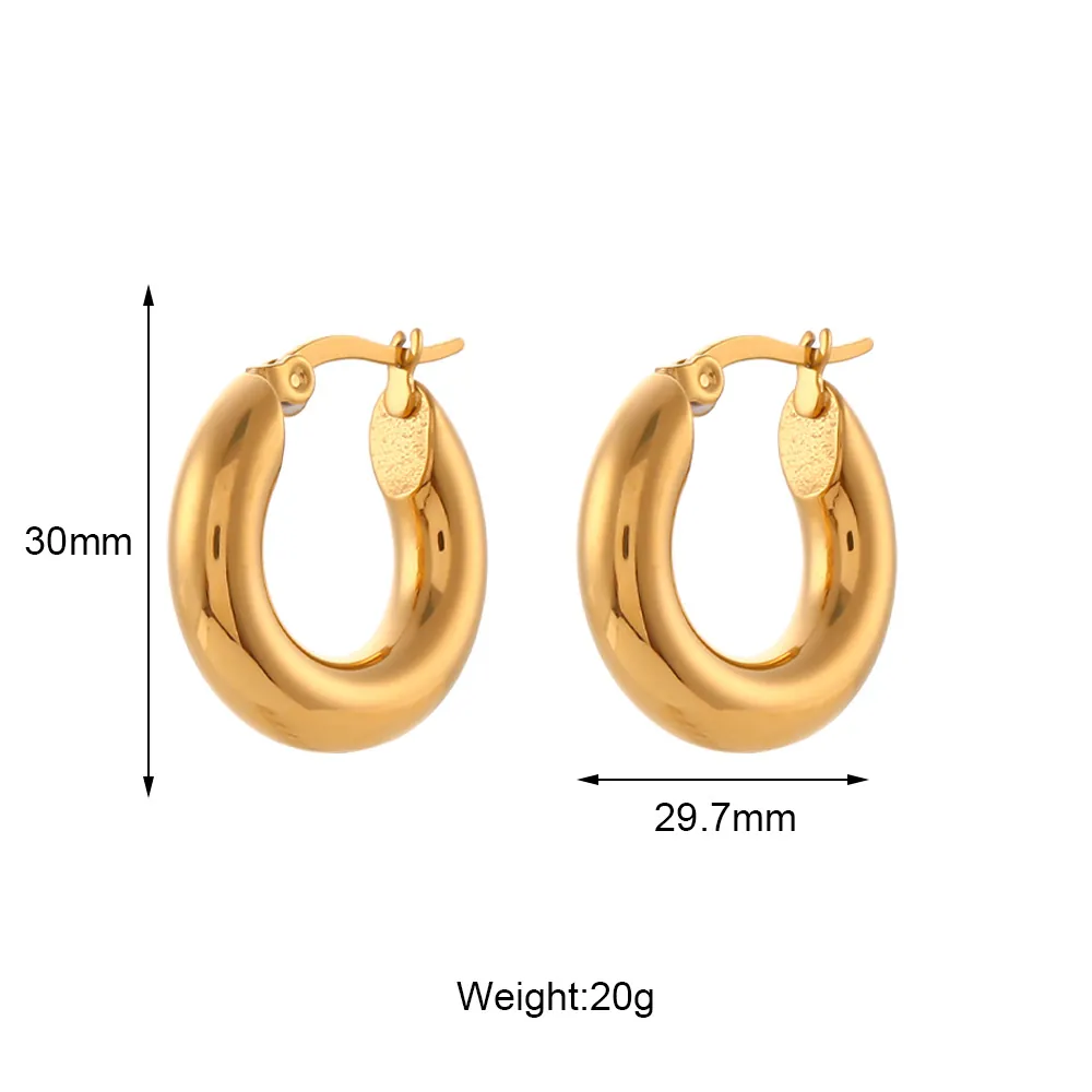Orecchini a Cerchio Rotondi in Acciaio Inossidabile Placcato Oro Minimalisti alla Moda per Donna Leggeri Lisci Solidi Gioielli per Orecchini Forati