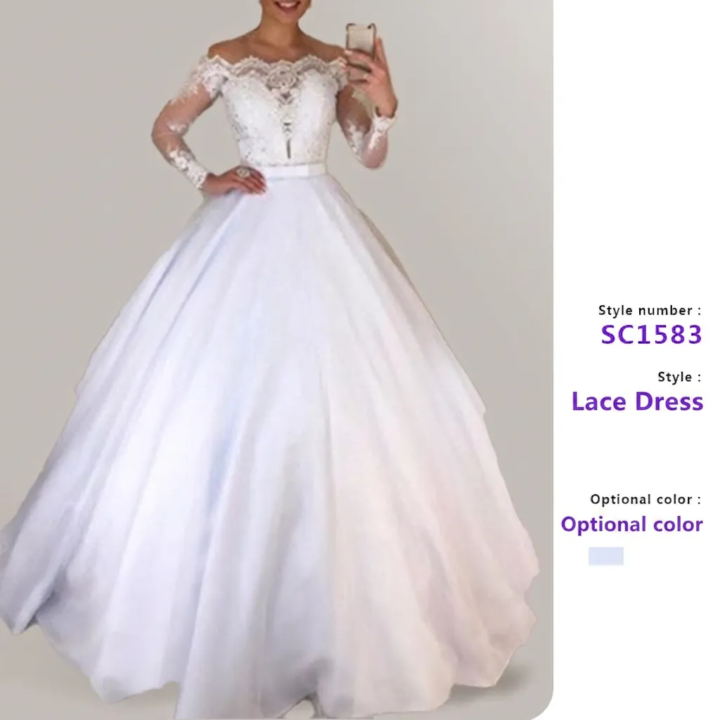 Damen Off-Shoulder V-Ausschnitt Spitze Applikation Hochzeitskleid Elegant Puffig Tüll Brautkleid Mit Kathedrale Schleppe
